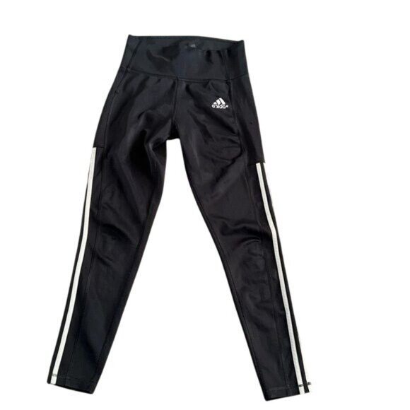 Adidas Black AEROREADY High-Waist Leggings With White Stripes Womens Size S - Picture 1 of 10